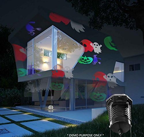Halloween Projection Light, Automatic Rotating Projection Led Lights Snowflake Spotlight 10 Pieces Pattern Lens Christmas Led Projector Light Show Multi Landscape Lights Waterproof For Wall &amp; Party