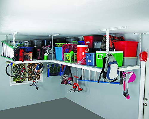 SafeRacks Overhead Garage Storage Combo Kit | Two 4 ft. x 8 ft. Racks (24"-45") | 18pc Deluxe Hook Accessory Pack