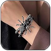 Choistily Punk Spider Bracelet for Women - Gothic Beaded Bracelet with Big Spider Wrap for Halloween