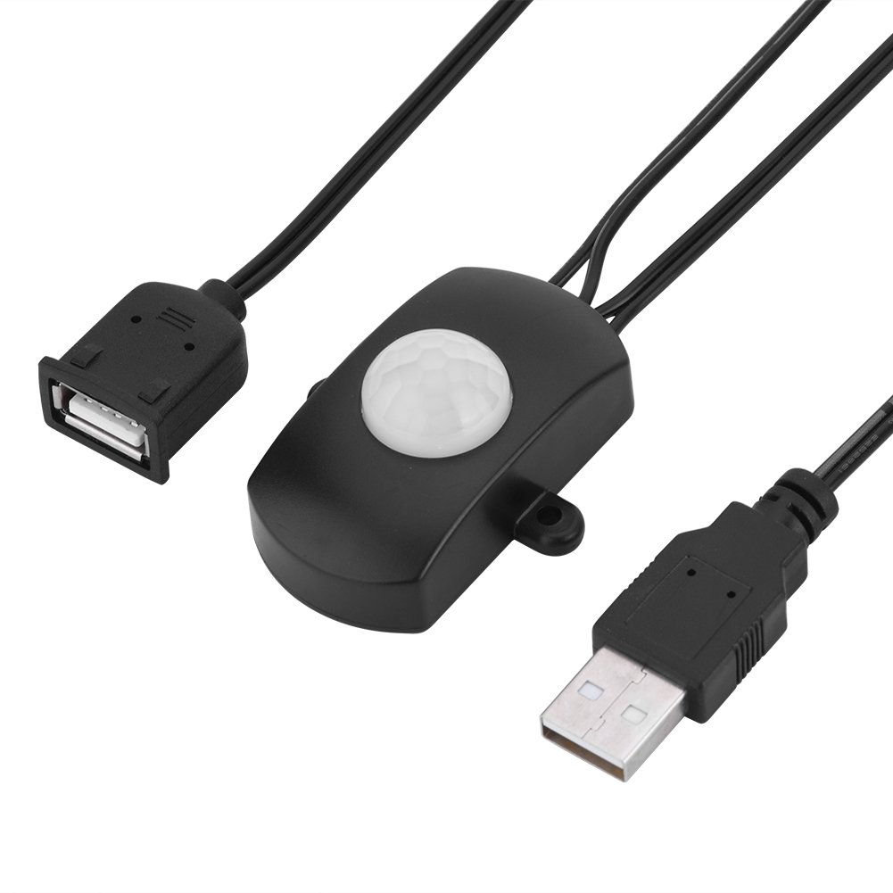 Mugast LED Strip with Motion Sensor, Mini PIR Motion Sensor Detector, Automatic Human Body Sensor Switch, LED Strip with USB Interface, 2 Colours (Black)