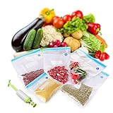 CISNO Sous Vide Bags Kit 5 Food Vacuum Sealed Bags and 1 Hand Pump for Food Storage and Cooking