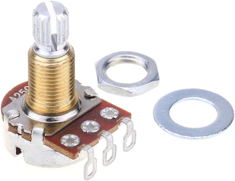 Musiclily Pro A250K Brass Thread Metric Mini Potentiometers Split Shaft Audio Taper Pots for Electric Guitar Bass (Set of 4) - Image 4