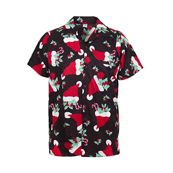 V.H.O. Funky Hawaiian Shirt Men Short-Sleeve Front-Pocket Christmas Designs