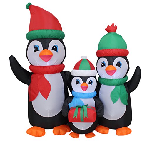 UPC 799632106999, 5 Foot Tall Lighted Christmas Inflatable Penguins Family with Gift LED Yard Art Decoration