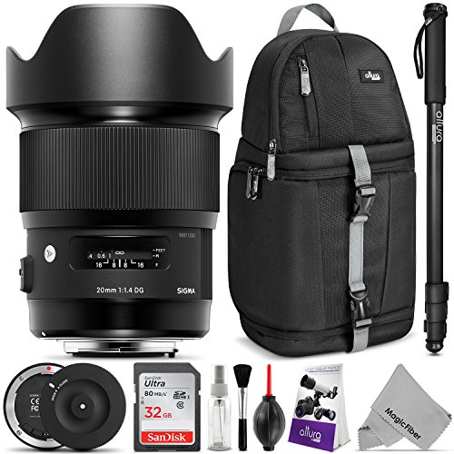 Sigma 20mm F/1.4 DG HSM Art Lens For Nikon F DSLR Cameras W/Sigma USB Dock & Advanced Photo And Travel Bundle