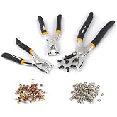Hoteche 3-in-1 Leather Belt Hole Punch + Eyelet Plier + Snap Button Grommet Setter Tool Kit for Fabric, Shoes,Leather, Clothes, Belt