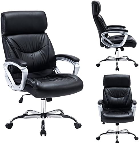 High Back Ergonomic Office Chair Leather Task Chair with Thick Padded Seat Cushion and Headrest