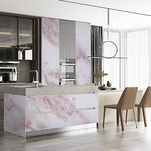Marble Furniture Stickers Adhesive 90 x 500 cm Adhesive Paper for Furniture | White Marble Waterproof PVC Decorative Kitchen Bathroom Bedroom Self-Adhesive Furniture Sticker