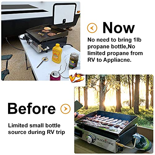 Eazy2hD 12FT RV Quick Connect Propane Hose with Propane Elbow Adapter