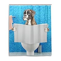 Chen Miranda Waterproof Shower Curtain for Everday Use Boxer Dog Bathroom Set Polyester Fabric Shower Curtain with Hooks 60x72 inch