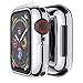 HANKN Soft TPU Case Compatible with Apple Watch Series 4 5 6 SE 44mm, Plated Shockproof Ultra-Thin Iwatch Shell Cover Bumper [No Front Screen Protector] - Silver, 44mm