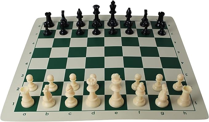 Green Club Roll Up Chess Set 20 Inch (Double Queen)