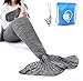 LAGHCAT Mermaid Tail Blanket Crochet Mermaid Blanket for Adult, Soft All Seasons Sleeping Blankets, Classic Pattern (71