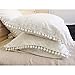 Rayroger Pom Pom Fringe Pillowcases, Washed Cotton Pillow Sham Fringe Rolls, Durable for Standard/Queen Size Ivory White (19x29inches)-Set of 2 (Queen Size)