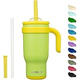 BJPKPK 18 OZ Insulated Travel Tumbler with Handle and Straw, Stainless Steel Water Bottle, Double Wall Vacuum Insulated Mug, for Work, Car, Travel, Green