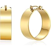 LOKLIFFAI Gold Chunky Hoop Earrings for Women,Lightweight Hoop Earrings