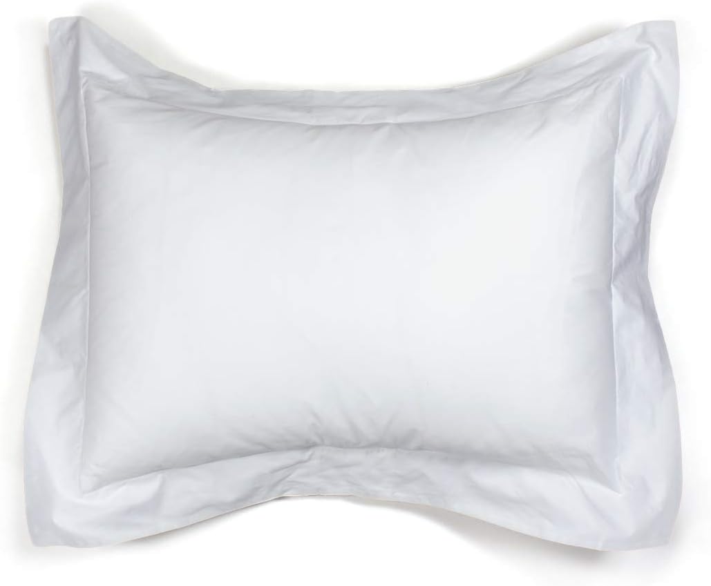 THOMAS LEE 500 Thread-Count Percale, US-Grown Pima Cotton Classic, Set of 2 Shams, Pure White Long-Staple Cotton King Shams for Bed