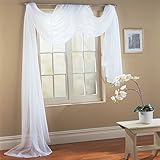 Beautiful White Elegance Window Sheer Voile Scarf