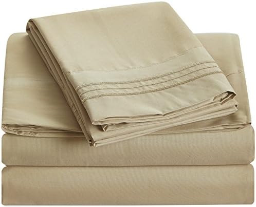 Bluedotsky Bedding - Highest Quality 100% Durable Polyester Bed Set with Deep Pockets Fitted Sheet - Premium Hotel Collection - Wrinkle, Stain and Fade Resistant - 4 Piece - Cal King, Taupe
