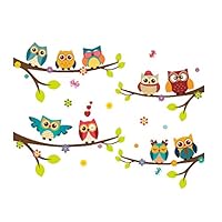 ElecMotive Wall Stickers of Tree Owls Wall Decals for Kids Rooms Nursery Baby Boys & Girls Bedroom