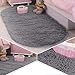ACTCUT Super Soft Indoor Modern Shag Area Silky Smooth Rugs Fluffy Anti-Skid Shaggy Area Rug Dining Living Room Children Carpet Comfy Bedroom Floor 2.6'x 5'3 Oval, Grey
