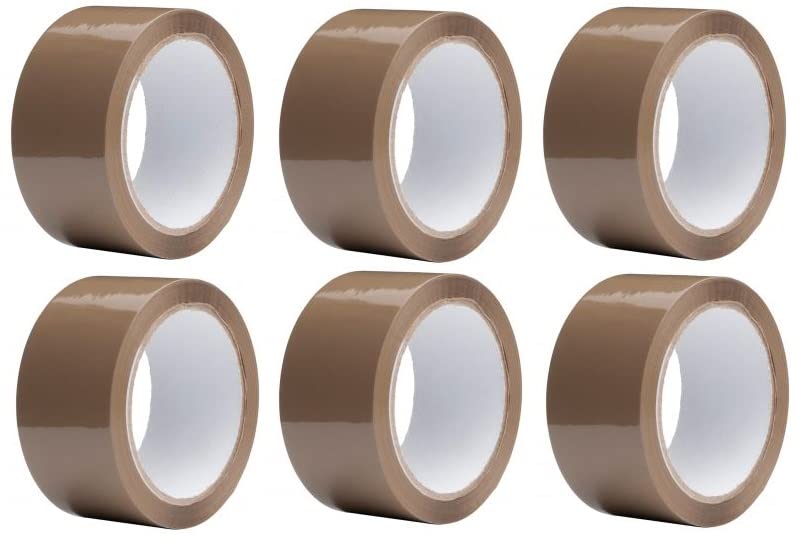 indigo® 48mm x 66m Buff Brown Packaging Tape | Strong, Thick, and Water-Resistant | All Purpose Adhesive Tape I Ideal for Packing Parcels and Cardboard Boxes- (Pack of 6)