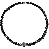 Xfoxstal Spiritual Reiki Black Obsidian/Moonstone Beaded Necklace Protection Necklaces for Women 20 Inches Bringing Good Luck Gifts