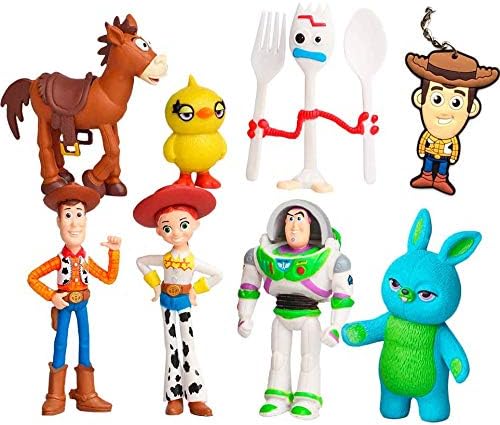 Toy Story Toys – Set of 7 Action Figures with Woody, Buzz and Rex – Premium Animated Collection with Keychain Included – Fun Party Supplies for Toddlers – Cake Topper Set for Birthday