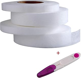 HTBAKOI Saumband zum Aufbügeln, Bügelband für Vorhänge 256 Meter + Schere 4 Rollen (10 mm und 20 mm) Bügelsaumband Robuste Versiegelung für Kleidung, Hosen, Jeans, Vorhänge und Stoffe