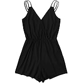 SOLY HUX Women's Summer V Neck Sleeveless Cami Rompers Going Out Vacation Short Jumpsuits
