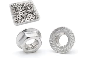 STORMCUBE #8-32 Serrated Flange Nuts 50 Pack 304 Stainless Steel Hex Lock Nuts Full Thread for Industrial Construction Fasteners