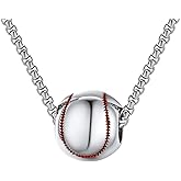 Jemant Baseball Necklace For Men Women 316l Stainless Steel Gold Plated Simple Trendy Cool Punk Rock Y2k Kpop Sport 3d Ball Pendant Charm Necklace 24inch For Fan Lover Player Favors Jewelry Gift
