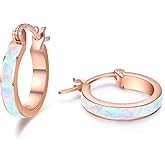Freesloth Opal Earrings for Women 925 Sterling Silver Hoop Earrings Jewelry Gifts for Her Mother