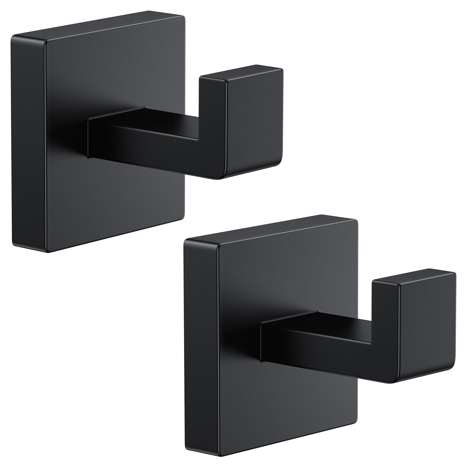 Photo 1 of Kruodop 2 PCS Towel Hooks for Bathroom, Wall Mount Towel Holder, Black Matte Wall Robe Hook,Square Stainless Steel Door Hanger Towel Hook for Kitchen, Bedroom,Hotel,Pool,Coats