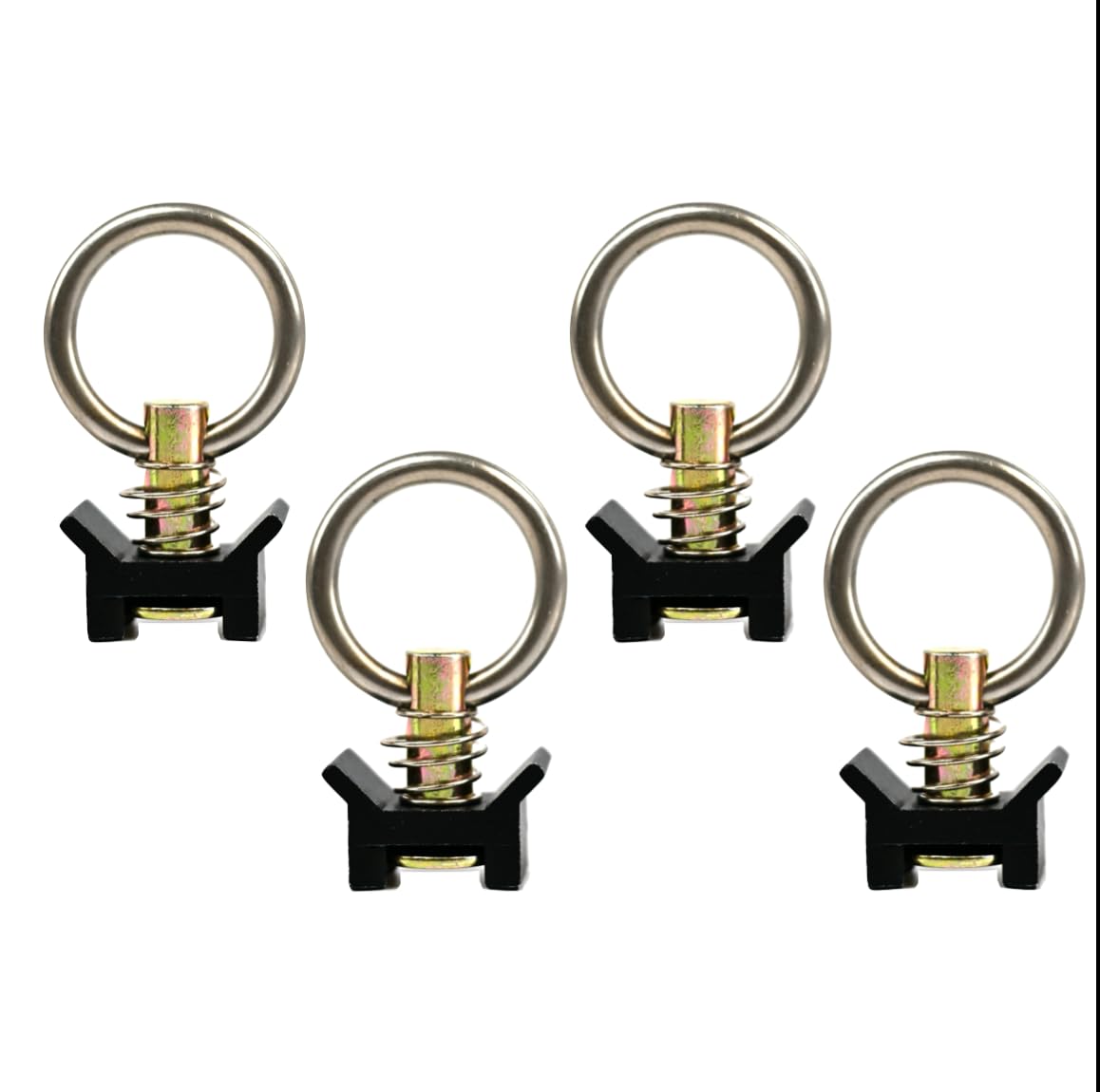 VanEssential Venture L-Track Spring Loaded Adjustable Tie Down Ring - Black - 4 pcs