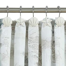 D DS CURTAIN Madamoiselle Decorative Shower Curtain Hooks,Roller Ring Balls Designed Hooks for Bathroom Curtains,Set of… 51wL q22BxL