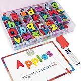Gamenote Classroom Magnetic Alphabet Letters Kit 238 Pcs with Double - Side Magnet Board - Foam Alphabet Letters for Preschool Kids Toddler Spelling and Learning Colorful ABC Education Fridge Magnets