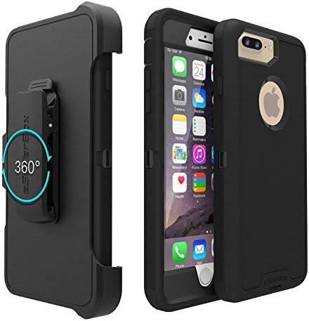 iPhone 8 Plus/7 Plus case,eSellerBox,Heavy Duty Rugged Multi-Layer Hybrid With Kickstand Built-in Screen Protector Belt Clip Holster Protective Case Cover for iphone 8 Plus/7 Plus(5.5 inch)(Black)