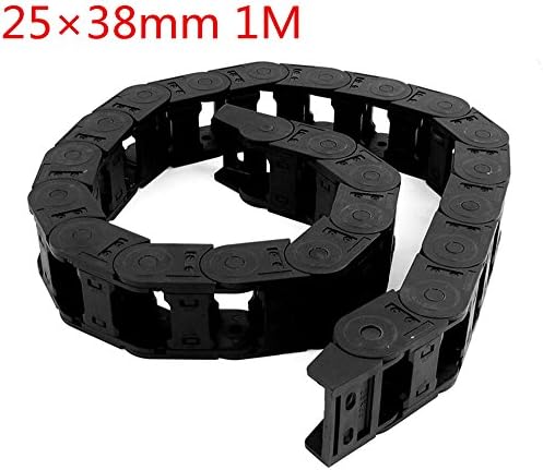 HHY Plastic Cable Drag Chain Wire Cord Carrier 25mm x 38mm 1M Length Black
