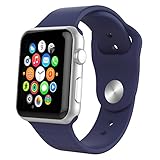 Cooolbuy Smart Soft Silicone Sports Strap Apple Wacth Band for Apple Wrist Watch Replacement Band M/L (42mm/Midnight Blue)