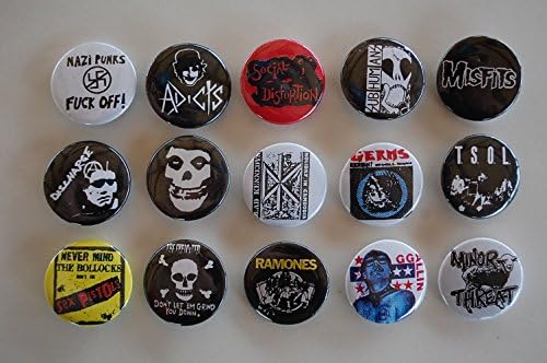 Punk Rock Buttons Pins Classic 80s 90s Music 1 Inch Size Lot of 15 (LSB4)