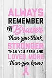 Always Remember You Are Braver Than You Think: Breast Cancer Journal To Write In For Women: 6x9 Inch by Amy's Notebooks & Journals