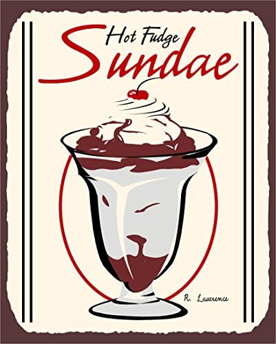 Hot Fudge Sundae Vintage Metal Art Ice Cream Shop Retro Tin Sign