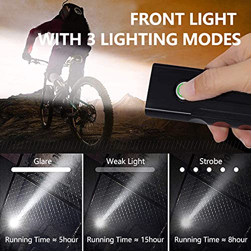 LED Bike Light Set USB Rechargeable, IPX5 Waterproof bicycle wheel lights Front Light and Rear Light, Mountain Road Cycling Headlight-Taillight Combinations 1500 Lumens Super Bright with 3 Light Modes