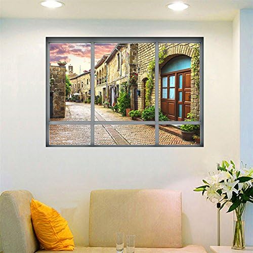 VanBest Italian City Streets Three-dimensional 3D Fake Windows Wall Sticker Home Living Room Bedroom Mural Art Decoration