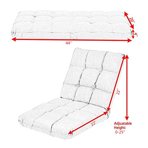 Focux Home Adjustable Folding Lazy Sofa Relax Floor Chair & Gaming Chair Floor Cushion Multiangle Couch Beds for Midday Rest/Watching TV/ Gaming/Nap (Grey) - Thumbnail 4