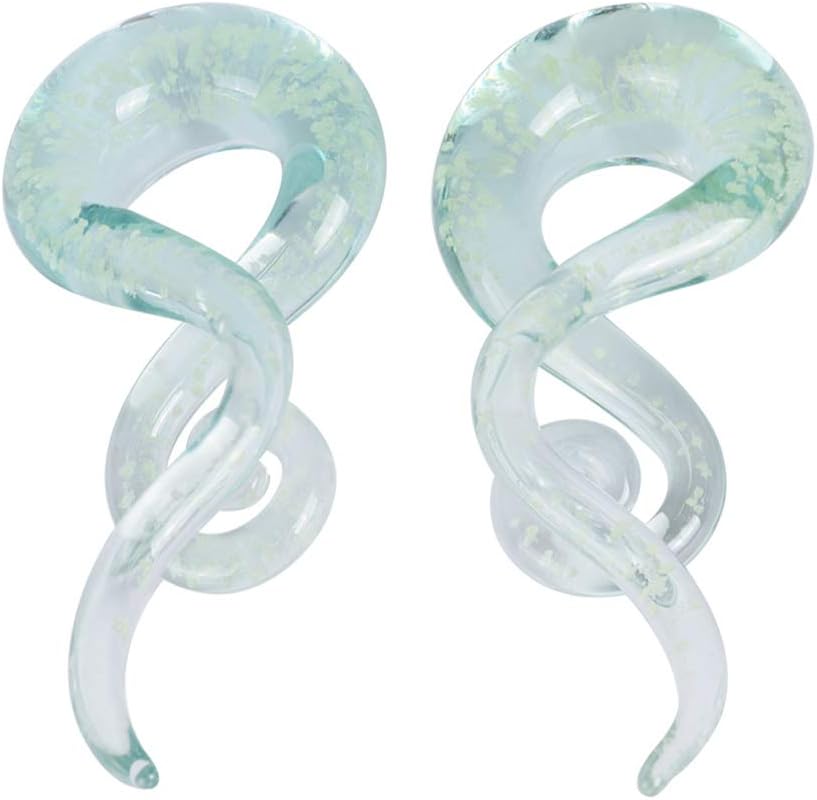 YOFANSTEar Stretching Glass Spiral Tapers Gauges 4g-9/16 inch Blue, Glow in The Dark, Purple, Green, Red