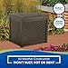 Suncast Small Deck Box Lightweight Resin Indoor/Outdoor Storage Container for Seat Cushions and Gardening Tools Store Items on Patio, Garage, 22 gallon, Mocha Wicker