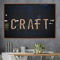Framed Canvas Wall Art Illuminated Words 3D Industrial Inspirational Multicolor Neon Pop Art Quotes Typography Urban - 16x24 inches