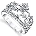 Metal Masters 925 Sterling Silver Cubic Zirconia Princess Crown Tiara CZ Band Ring